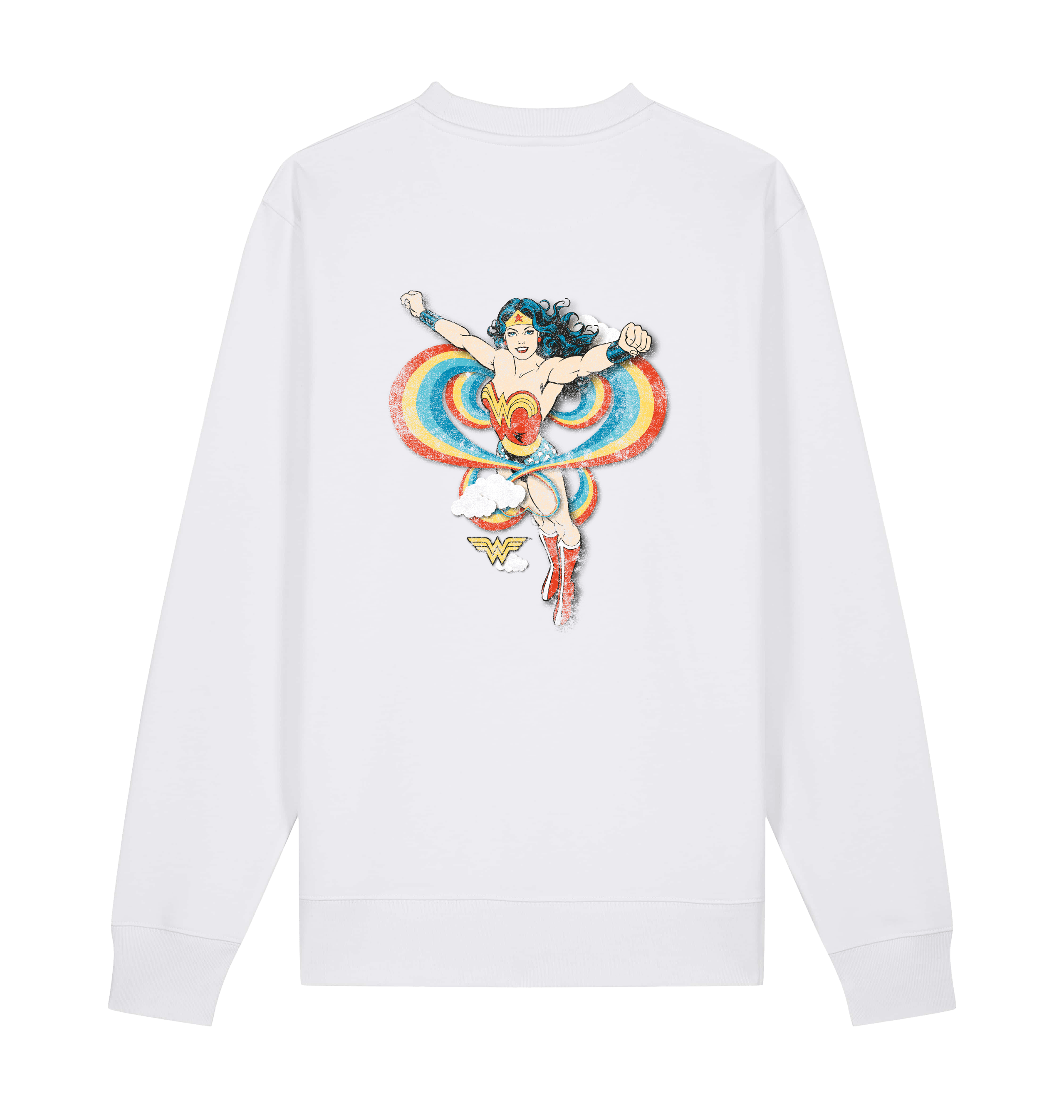 White Printed Sweater Back