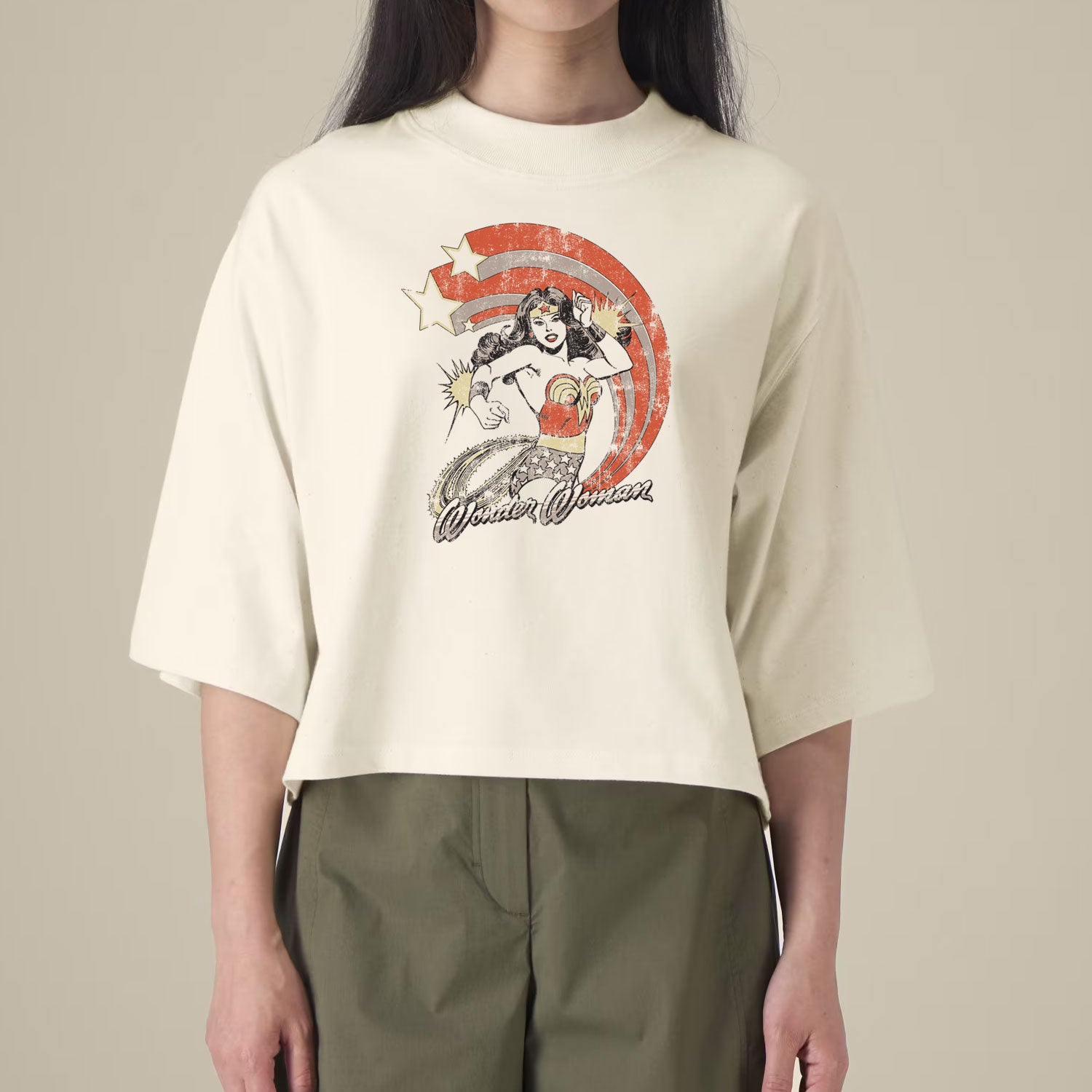 Wonder Woman Vintage Distressed Women's Cropped T-Shirt