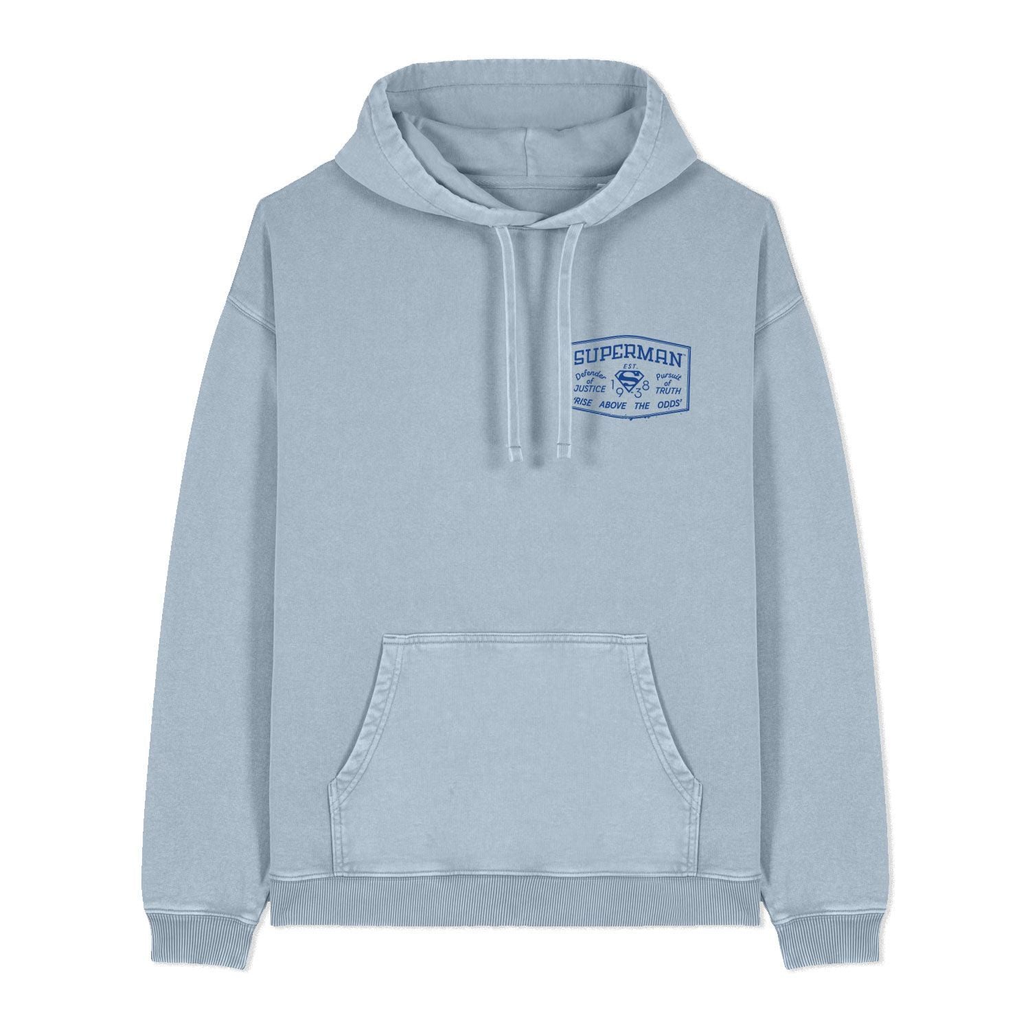 Garment Dyed Blue Stone Printed Hoody Front