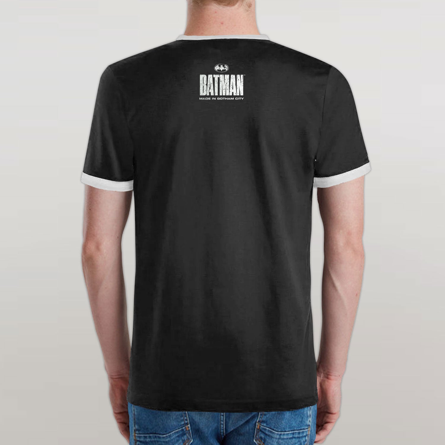 Batman Cracked Classic Emblem Unisex Ringer T-Shirt EV-DC Comics