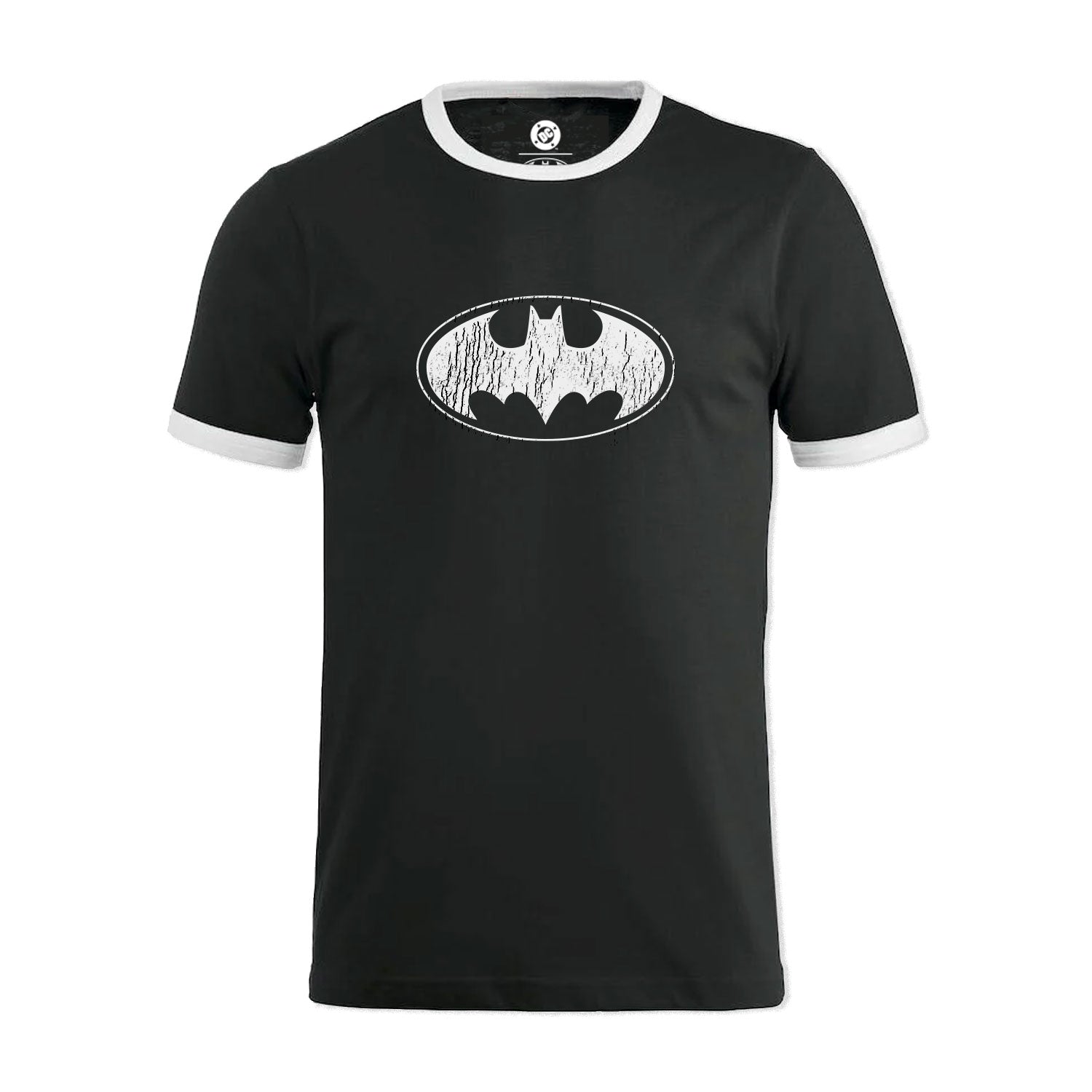 Batman Cracked Classic Emblem Unisex Ringer T-Shirt EV-DC Comics