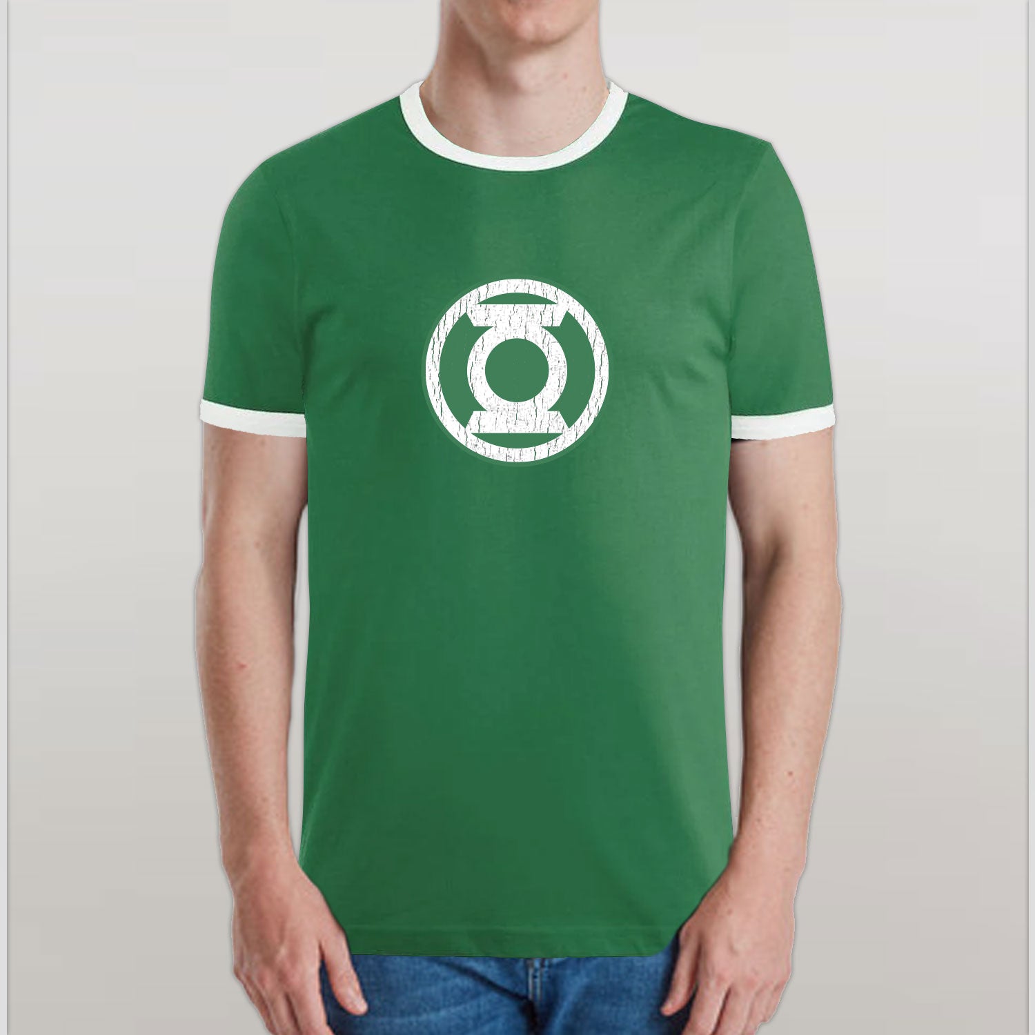 Green Lantern Classic Emblem Ringer Unisex T-Shirt EV-DC Comics