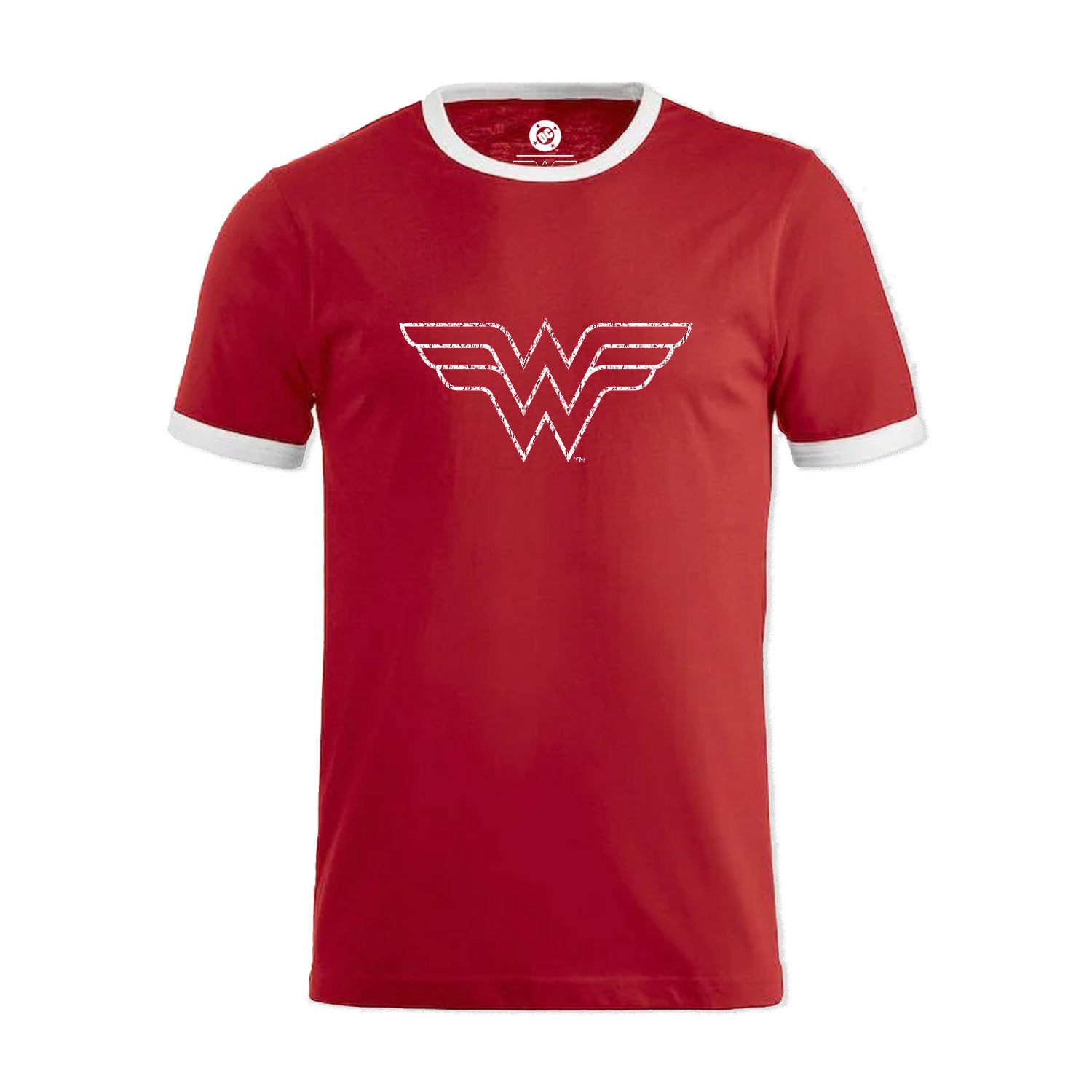 Wonder Woman Cracked Classic Emblem Ringer Unisex T-Shirt EV-DC Comics