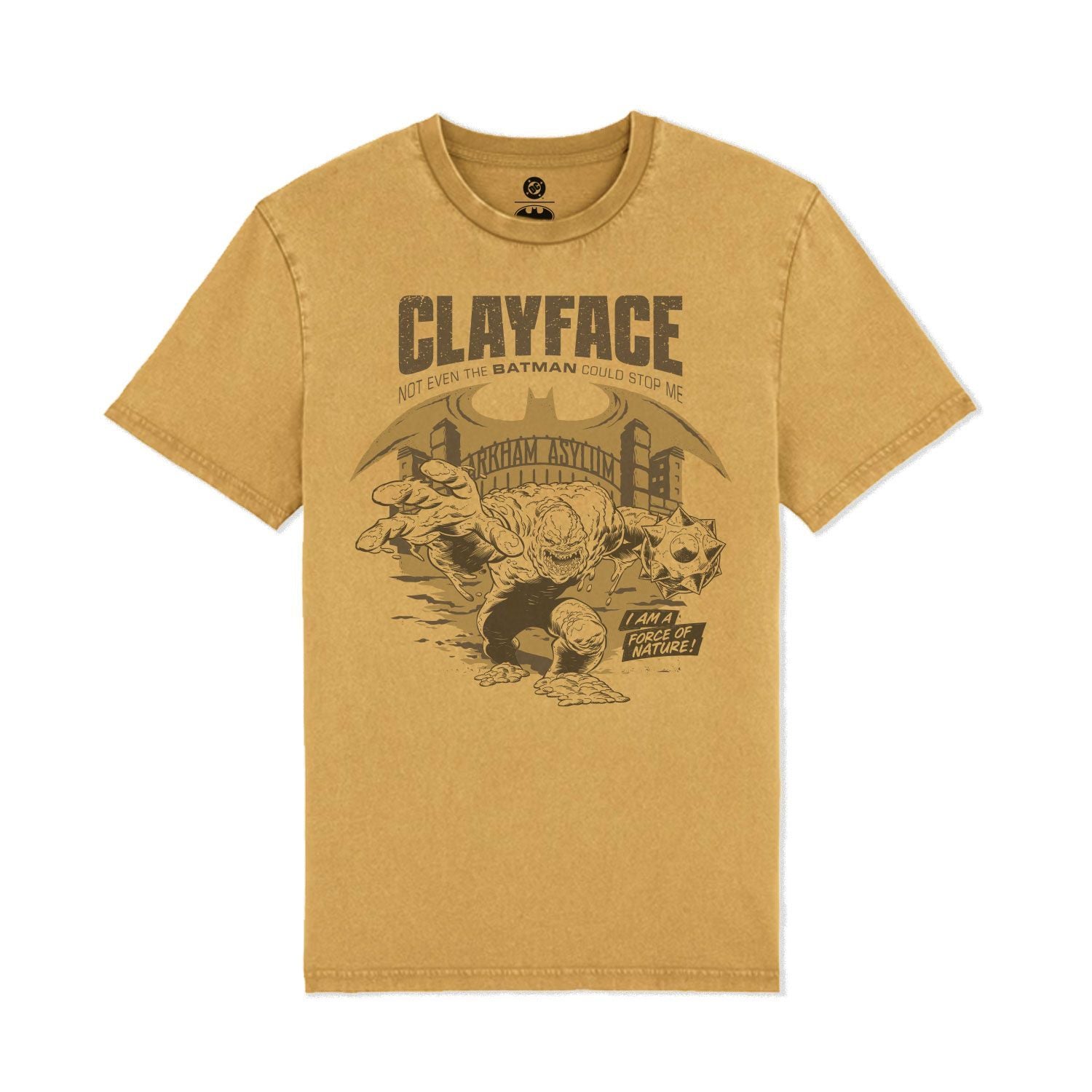 Dyed Gold Ochre Printed T-shirt Front